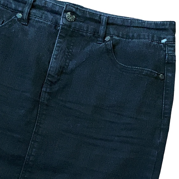 Denim Shirt, Black Midi Denim Skirt, Code Bleu Denim Skirt, Midi Denim Skirt - Picture 10 of 13